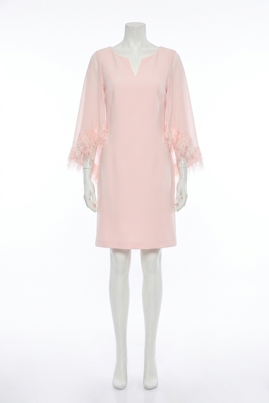 NEW JOSEPH RIBKOFF chiffon cape sleeves a-line dress in petal pink